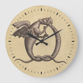 Reloj Redondo Grande Símbolo de dragón de alquimia de azufre y mercurio