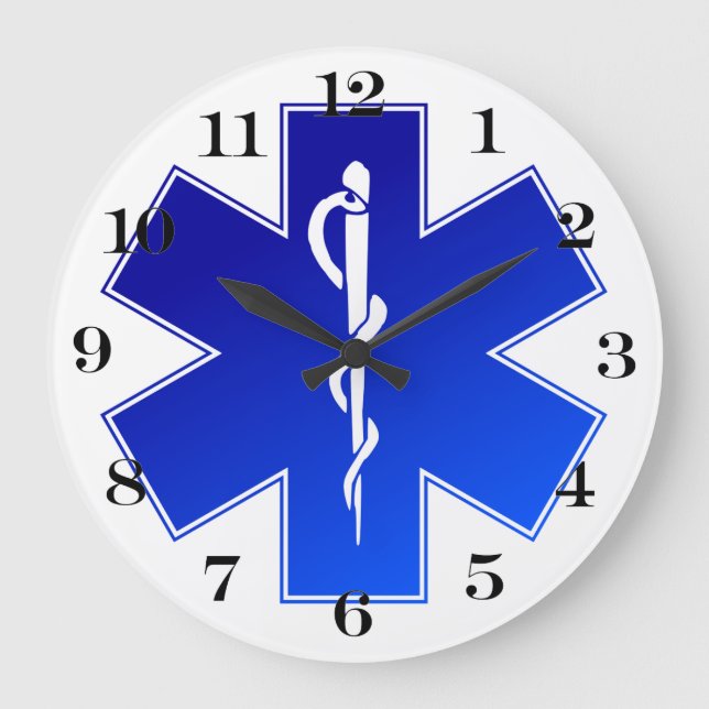 Reloj Redondo Grande Símbolo de EMS médico (Anverso)