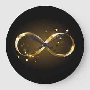 Reloj Redondo Grande Símbolo de infinito dorado