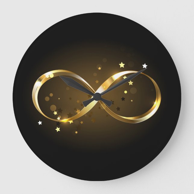 Reloj Redondo Grande Símbolo de infinito dorado (Anverso)