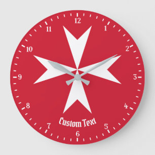 Reloj Redondo Grande Símbolo de la Cruz de Malta