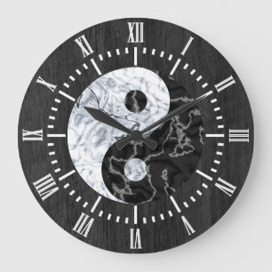 Reloj Redondo Grande Símbolo de Marble Yin Yang