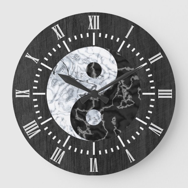 Reloj Redondo Grande Símbolo de Marble Yin Yang (Anverso)