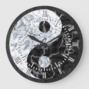 Reloj Redondo Grande Símbolo de Marble Yin Yang