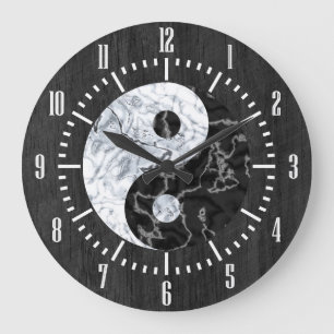 Reloj Redondo Grande Símbolo de Marble Yin Yang