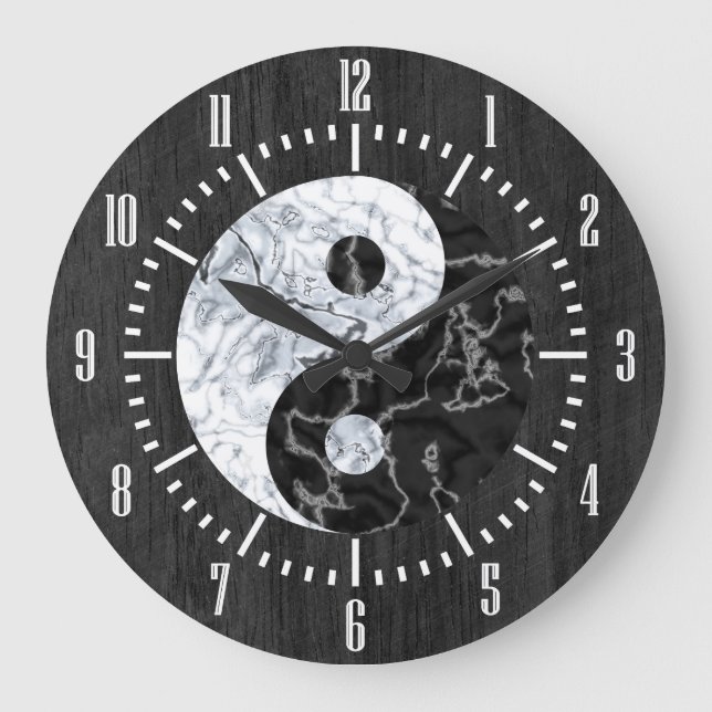 Reloj Redondo Grande Símbolo de Marble Yin Yang (Anverso)
