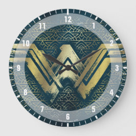 Reloj Redondo Grande Símbolo de oro cepillado por mujer maravilla