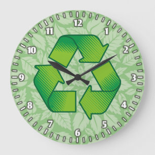 Reloj Redondo Grande Símbolo de reciclaje