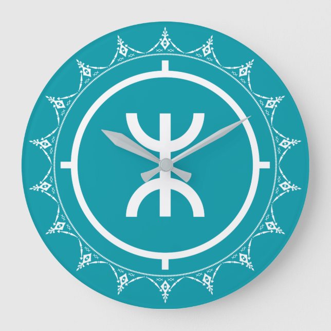 Reloj Redondo Grande Símbolo de Tamazgha - de Amazigh ciánico (Anverso)