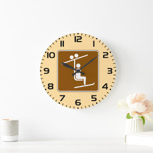 Reloj Redondo Grande Símbolo de teleférico rústico icono de deportes de