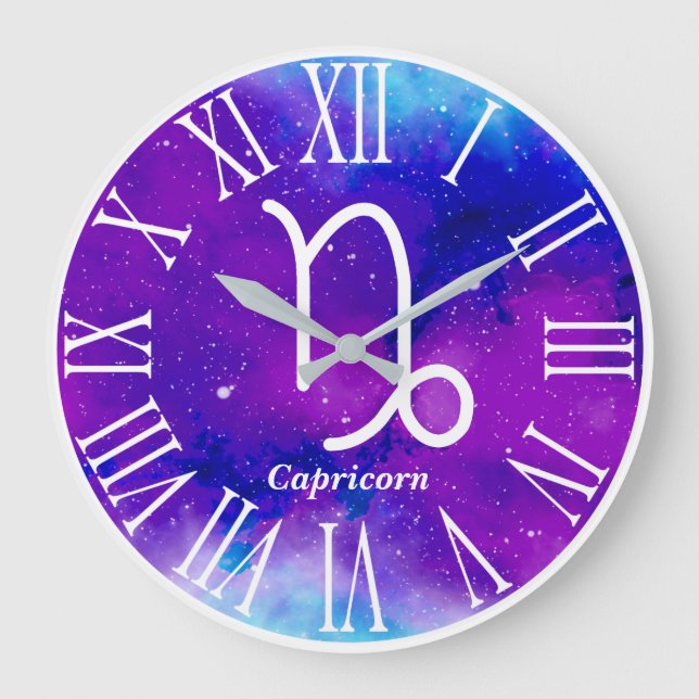 Reloj Redondo Grande Símbolo de zodiac nebulosa capricornio de moda (Anverso)