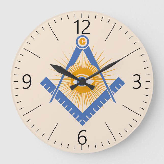 Reloj Redondo Grande Símbolo del Freemasonry (Anverso)