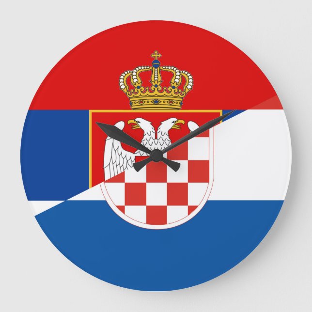 Reloj Redondo Grande símbolo del país de la bandera de Serbia Croacia (Anverso)