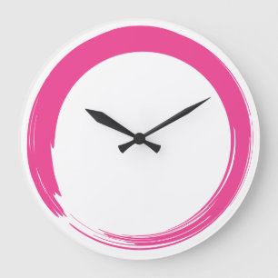 Reloj Redondo Grande Símbolo del zen/círculo rosados de Enso