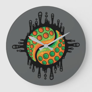 Reloj Redondo Grande Símbolo inky del pulpo Tentacle Yin Yang