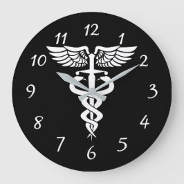 Reloj Redondo Grande Símbolo médico de Caduceus