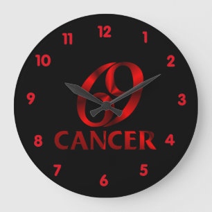 Reloj Redondo Grande Símbolo rojo del horóscopo del cáncer