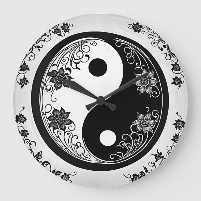 Reloj Redondo Grande Símbolo Yin Yang (Anverso)