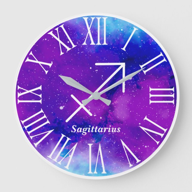 Reloj Redondo Grande Símbolo zodiaco nebuloso sagittariano de moda (Anverso)