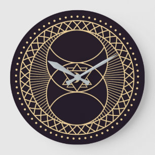 Reloj Redondo Grande Símbolos de Wiccan