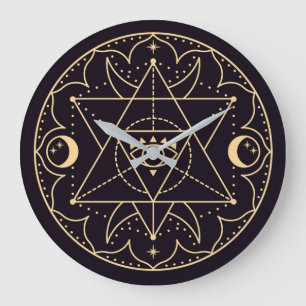 Reloj Redondo Grande Símbolos de Wiccan