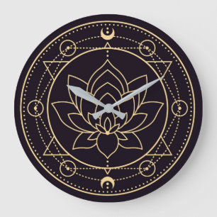 Reloj Redondo Grande Símbolos de Wiccan
