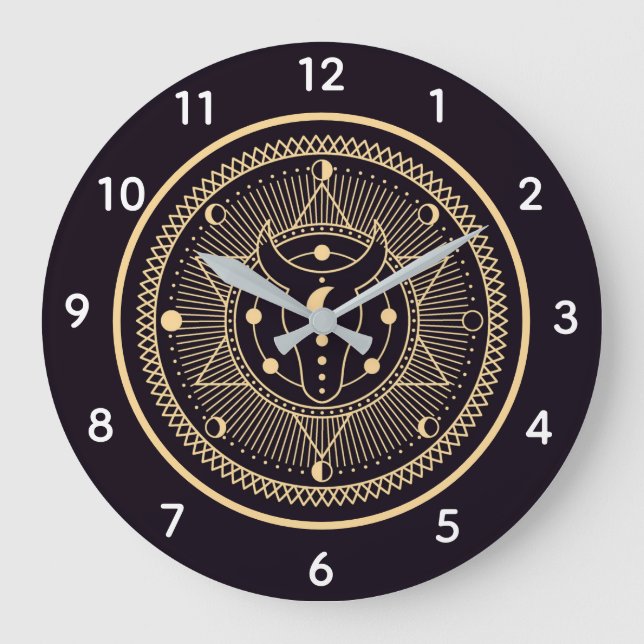 Reloj Redondo Grande Símbolos de Wiccan (Anverso)