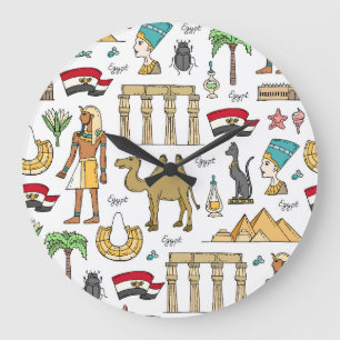 Reloj Redondo Grande Símbolos del color del modelo de Egipto