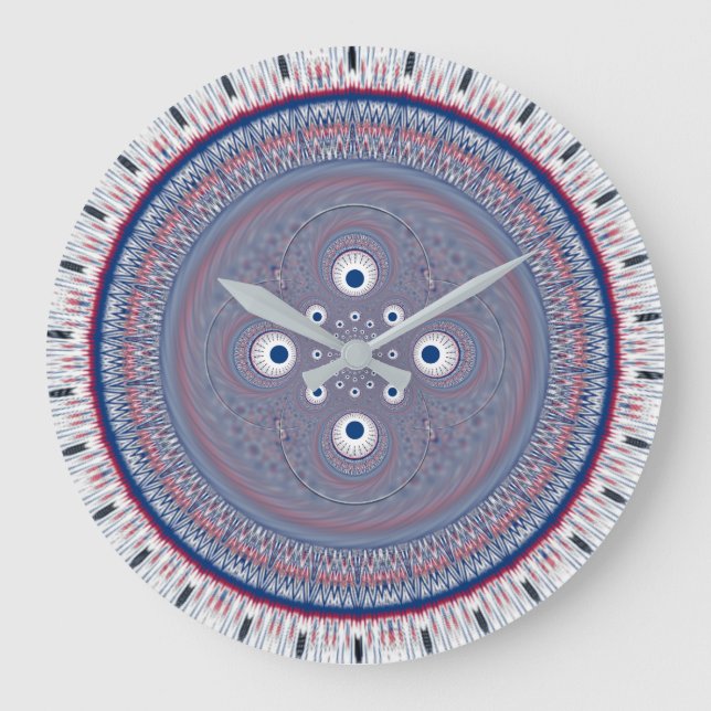 Reloj Redondo Grande Simetría hipnótica: arte geométrico abstracto (Anverso)