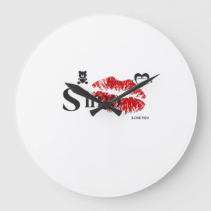 Reloj Redondo Grande Simo te amo ❤️   Diseño de amor romántico
