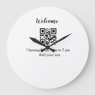 Reloj Redondo Grande Simple apertura de bienvenida código de barras QR