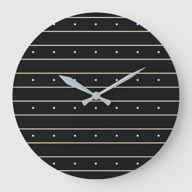 Reloj Redondo Grande Simple Black Background With Grey Stripes And Tiny (Anverso)
