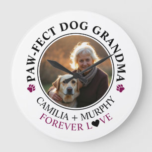 Reloj Redondo Grande Simple Black Text Funny Dog Grandma Photo