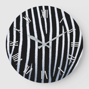 Reloj Redondo Grande Simple Black & White Zebra Pattern   Wall Clock