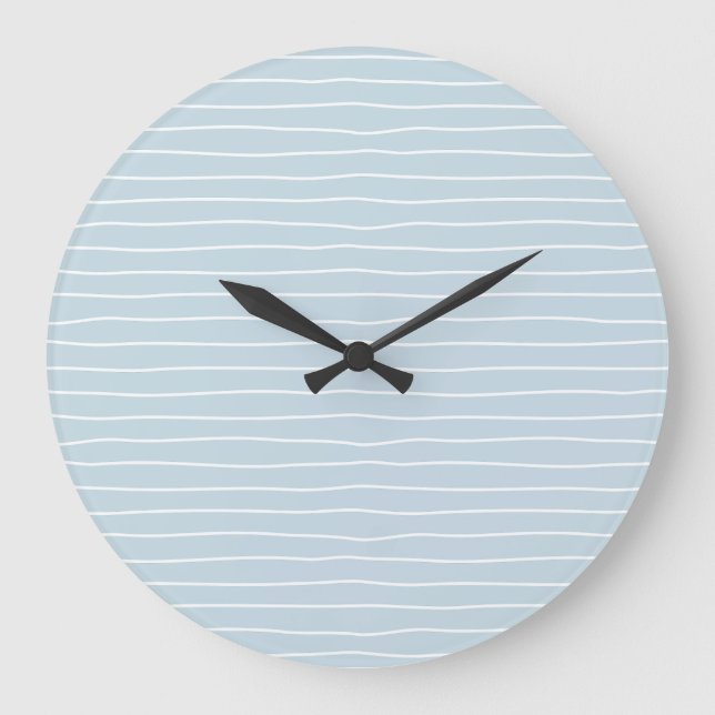 Reloj Redondo Grande Simple Cute Light Blue Water Texture Wavy Stripe (Anverso)