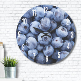 Reloj Redondo Grande Simple Foodie Blueberry Pattern