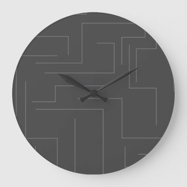 Reloj Redondo Grande Simple, genial abstracto, patrón de línea de conce (Anverso)