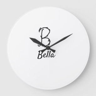 Reloj Redondo Grande Simple letra B monograma minimalista negro añadir