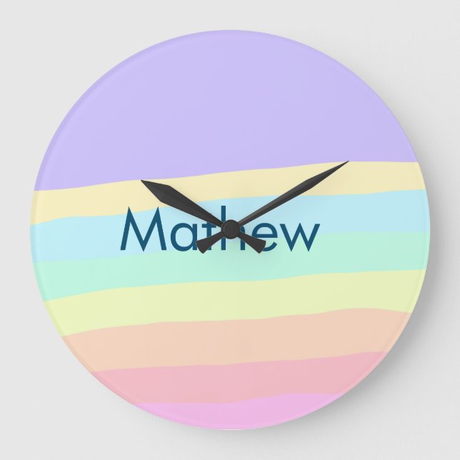 Reloj Redondo Grande simple letra inicial monograma añada su nombre (Anverso)