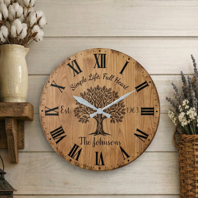 Reloj Redondo Grande Simple Life Full Heart | Custom Oak Tree Family  (Subido por el creador)