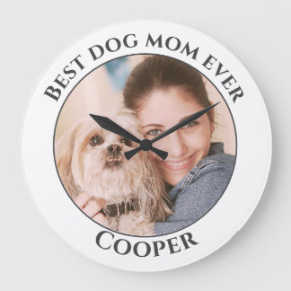 Reloj Redondo Grande Simple Mejor Perro Mamá Personalizado Mascota Foto
