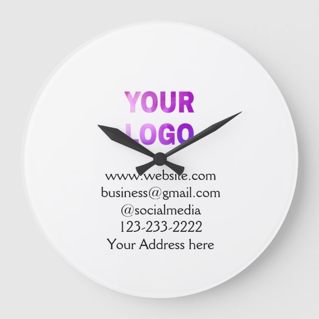 Reloj Redondo Grande simple minimal add your logo/design here text  pos (Anverso)