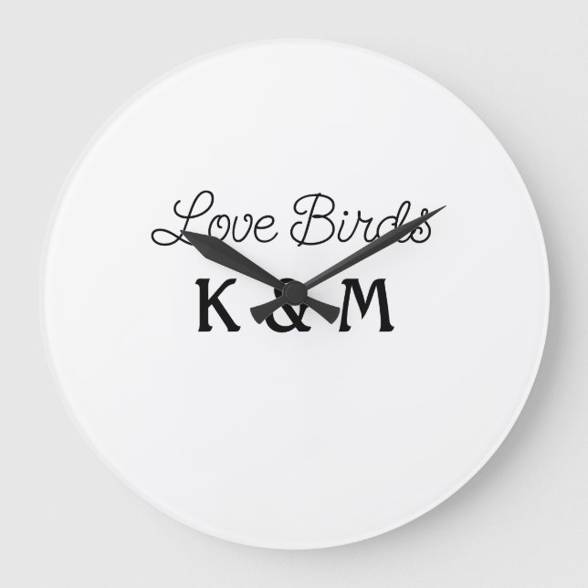 Reloj Redondo Grande simple minimal add your name text love birds text  (Anverso)
