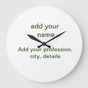 Reloj Redondo Grande Simple minimal verde añade tu texto nombre foto pe