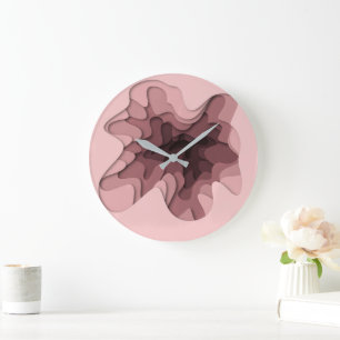 Reloj Redondo Grande Simple Moderno Rosa Abstracto