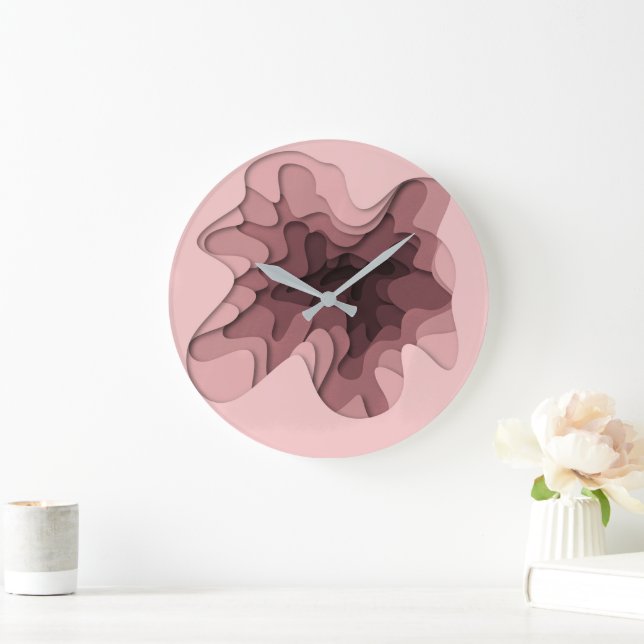 Reloj Redondo Grande Simple Moderno Rosa Abstracto (Hogar)