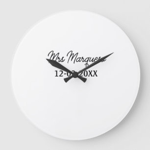 Reloj Redondo Grande simple monograma minimalista sra Sr nombre fecha a