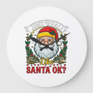 Reloj Redondo Grande Simplemente Me Gusta Santa Ok Navidad Claus Acebo 
