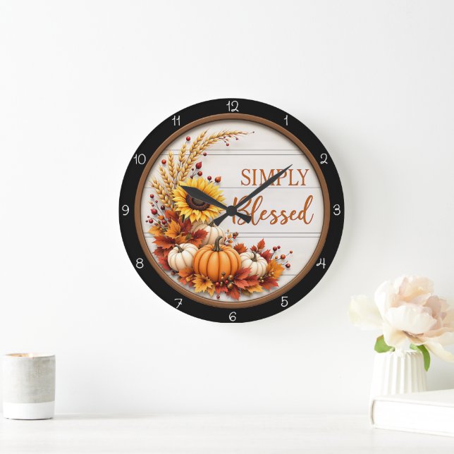 Reloj Redondo Grande Simplemente Otoño Bendito (Hogar)