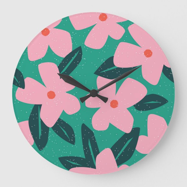 Reloj Redondo Grande Simplicidad floral: belleza abstracta (Anverso)